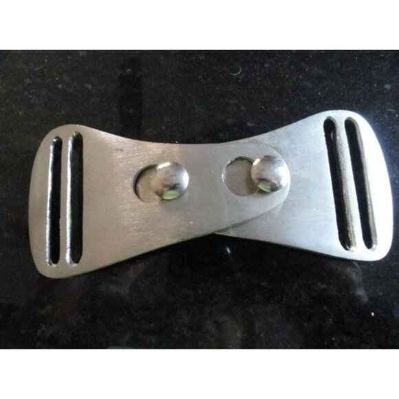 1970 Belt Buckle Silver Tone Two Piece Interlocking Pieces Handmade "M" Artist - Picture 7 of 9